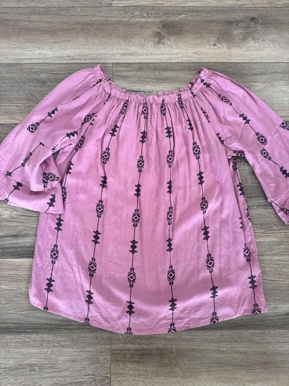 Coastal cowgirl Tiered Bell Sleeve Tunic - Muted Purple Boho Top - 12 or L/xl - Picture 2 of 7